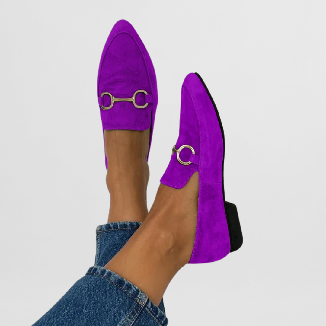 Estefanía | Mocasines de terciopelo con detalle metálico