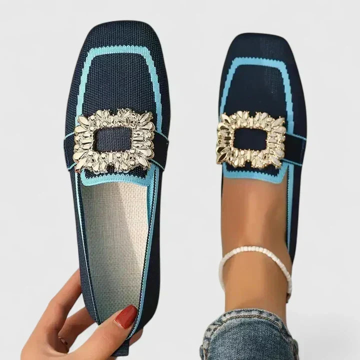 Felisa | Mocasines de punta cuadrada con hebilla joya