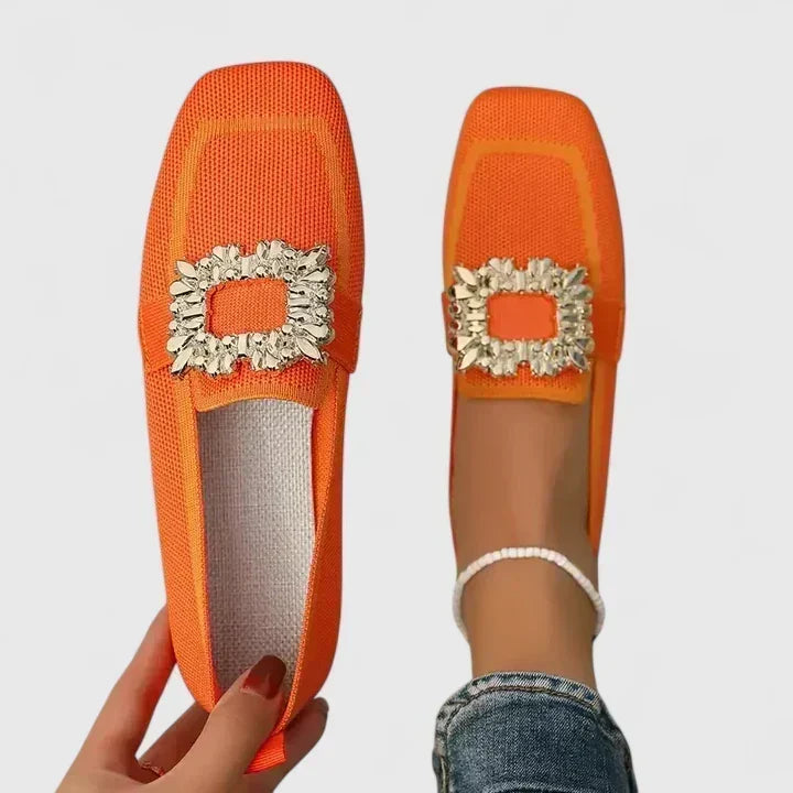 Felisa | Mocasines de punta cuadrada con hebilla joya