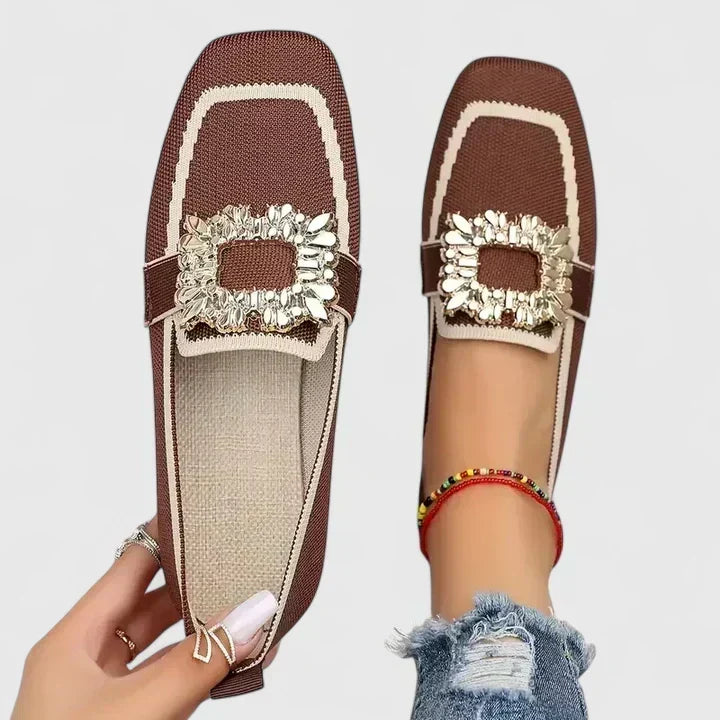 Felisa | Mocasines de punta cuadrada con hebilla joya