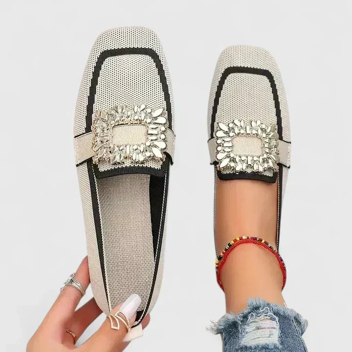 Felisa | Mocasines de punta cuadrada con hebilla joya