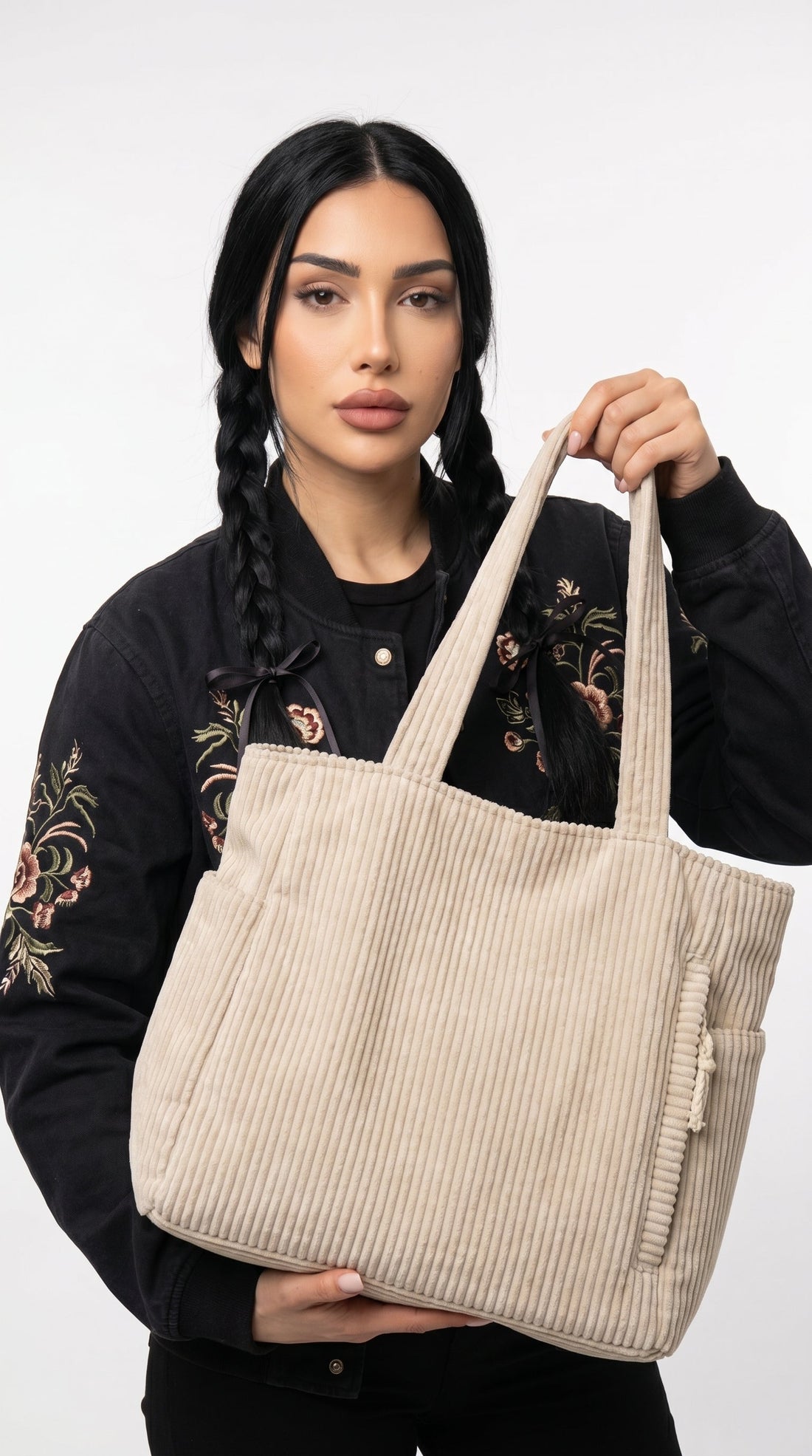 Dafne | Bolso shopper de pana con asa de nudo