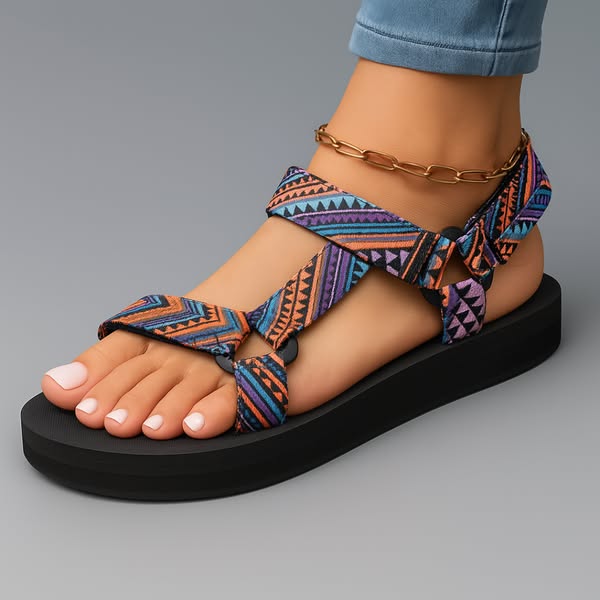 Candelaria | Sandalias deportivas con tiras estampadas