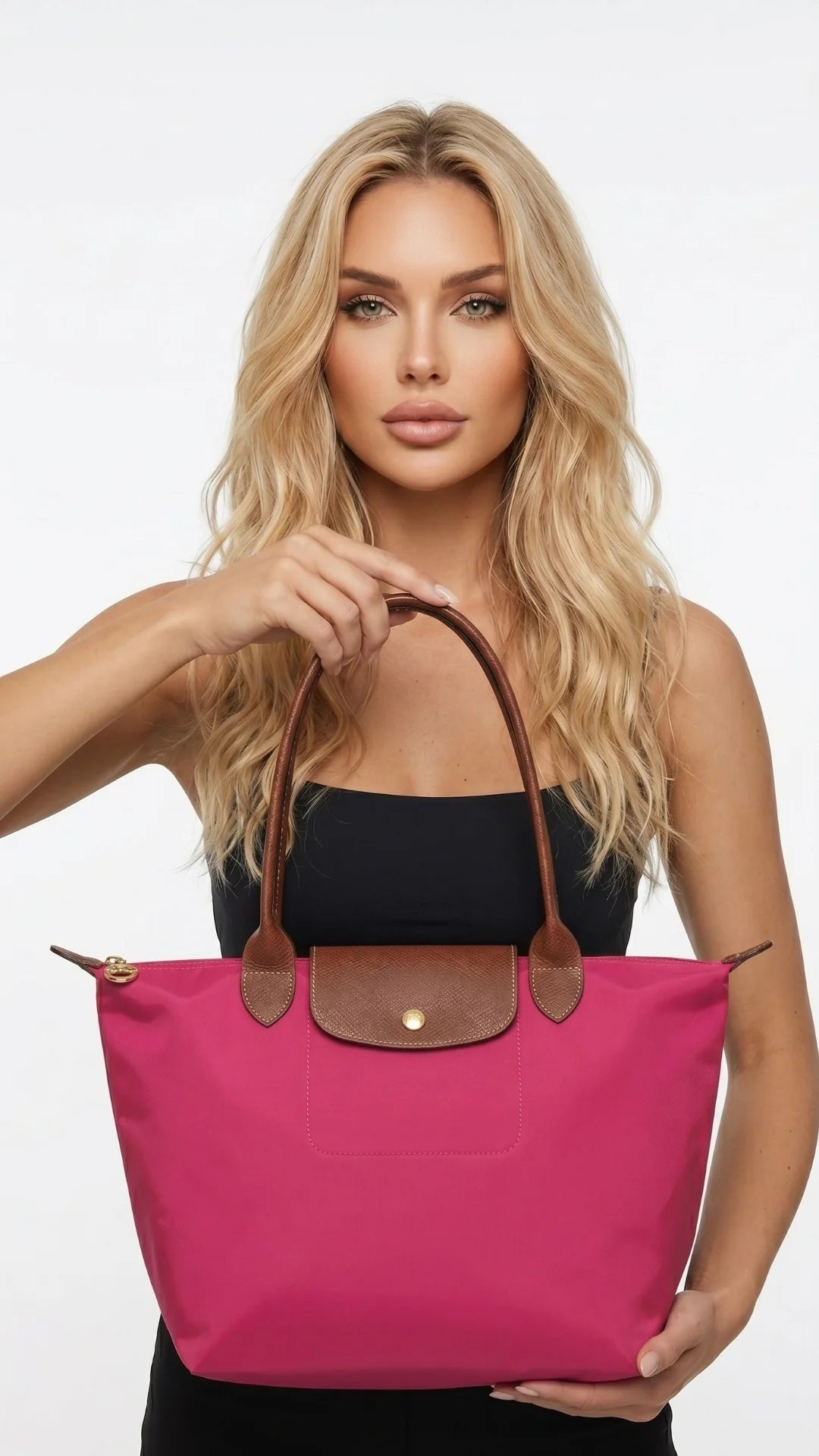 Mara | Bolso tote de nailon con asas de piel