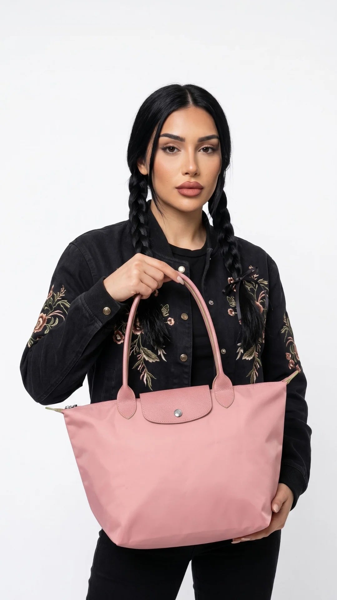 Mara | Bolso tote de nailon con asas de piel
