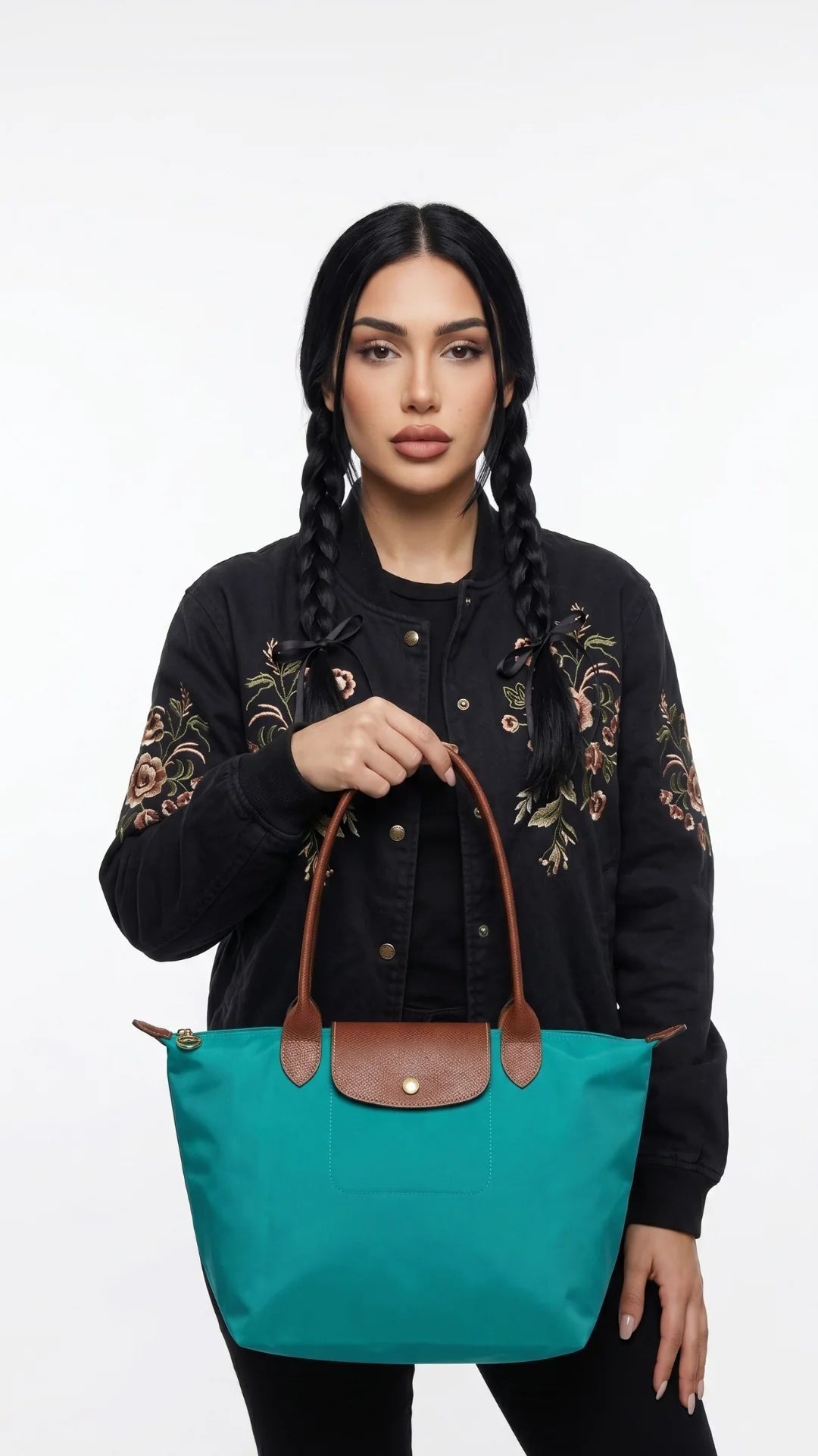Mara | Bolso tote de nailon con asas de piel