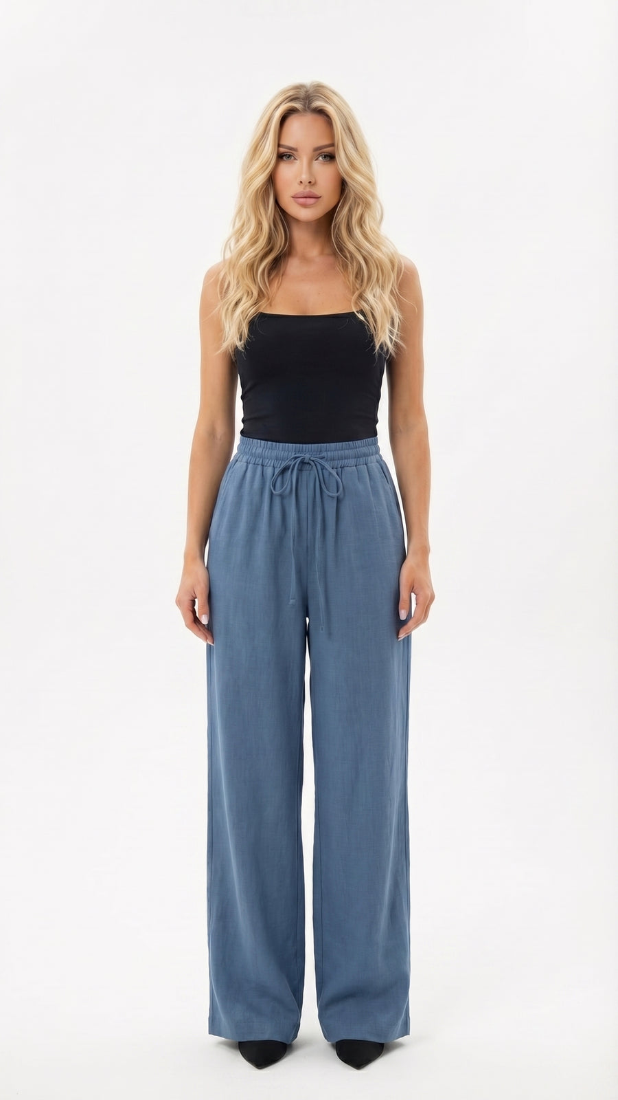 Olga: Pantalón básico de línea recta en azul