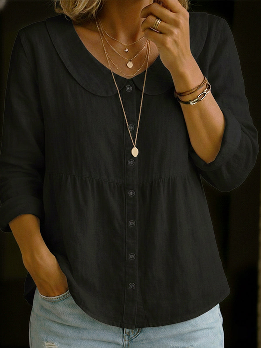 Rosalba | Blusa de lino con cuello bebé