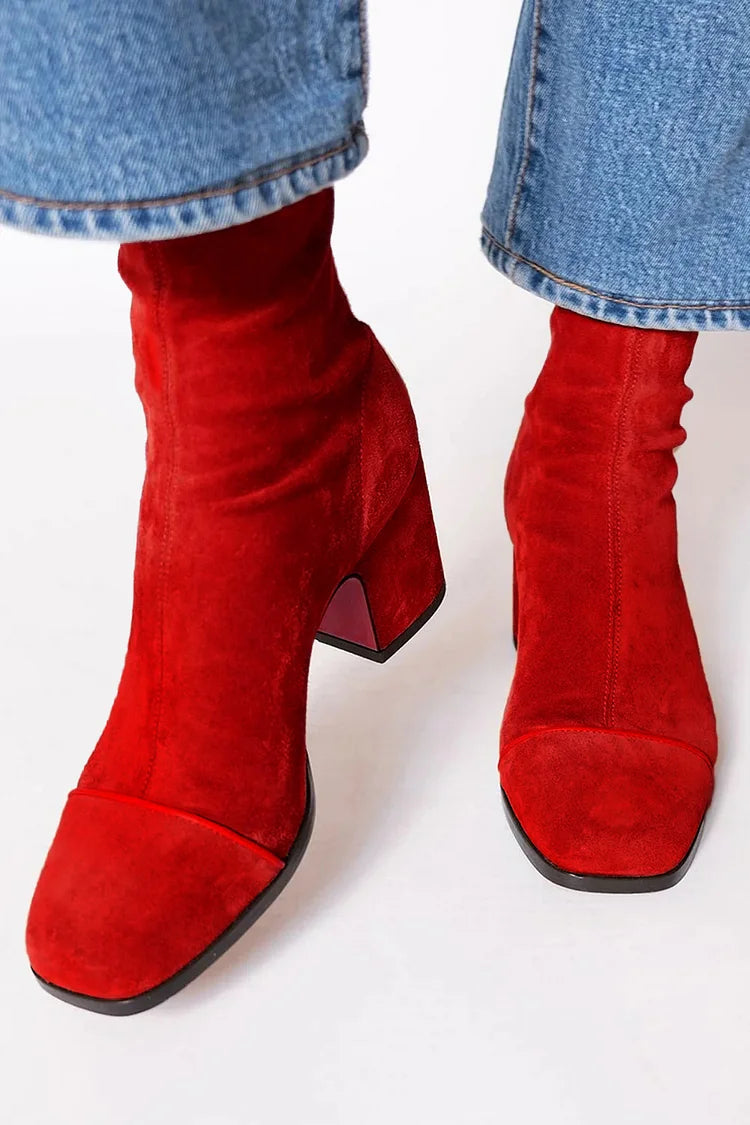 Paula | Botines de ante con punta cuadrada