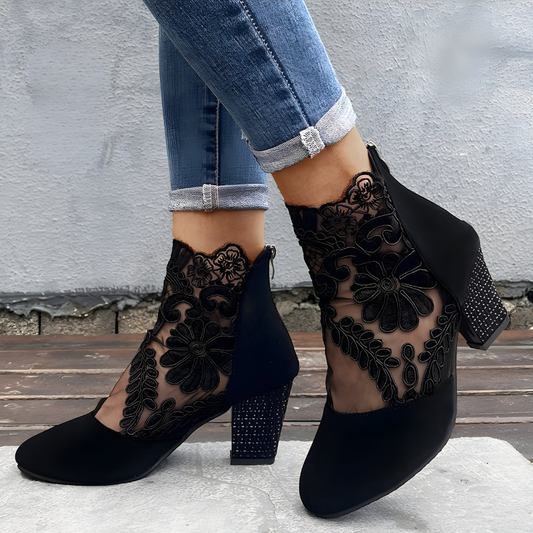 Rita | Botines de tacón calados de encaje