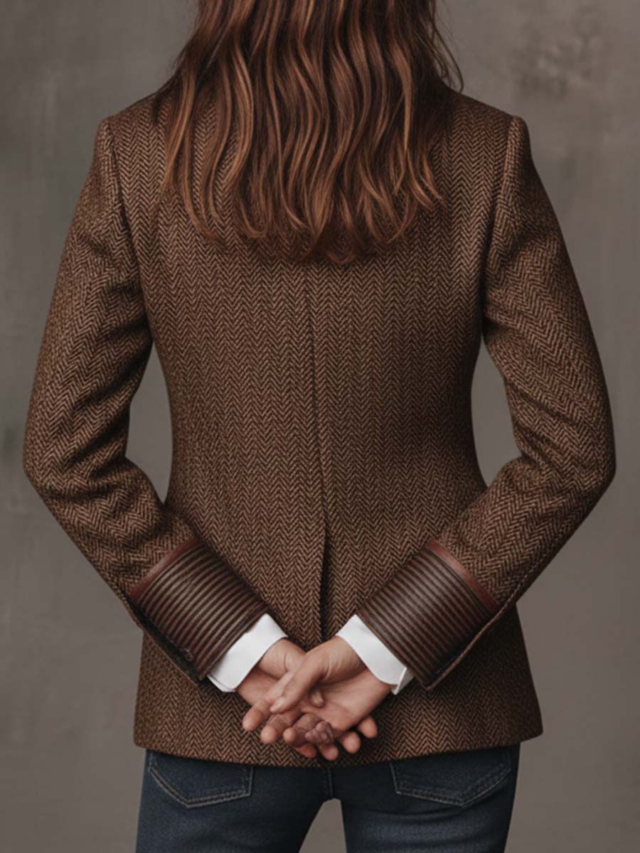 Lucinda | Blazer de espiga con piezas estampadas