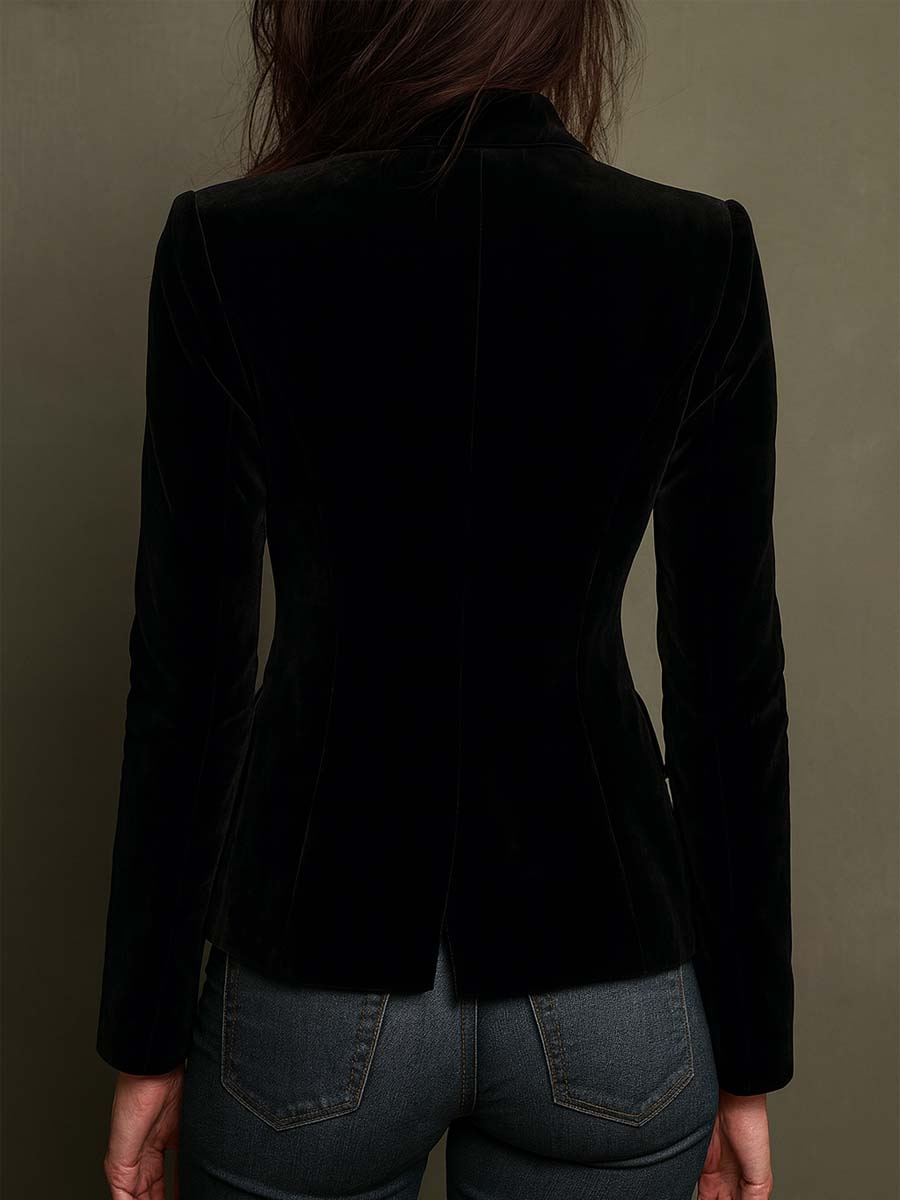 Margot | Blazer negro con bordado de flores