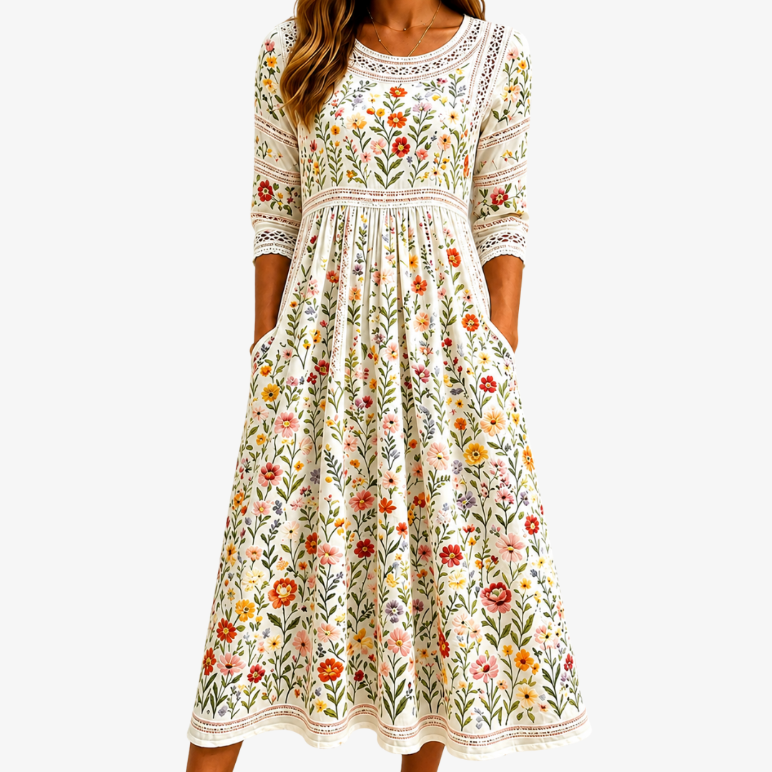 Leonor: Vestido midi floral Pradera Silvestre
