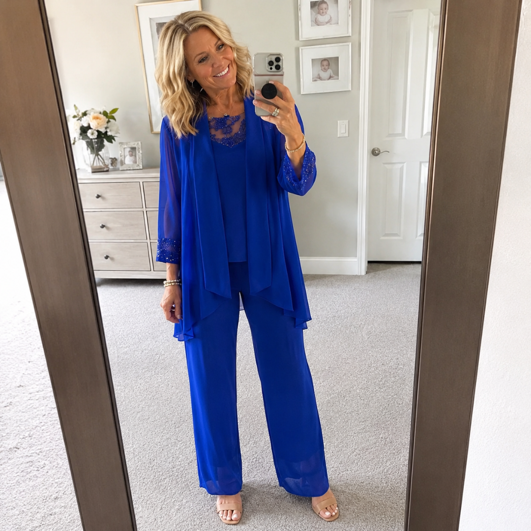 Jimena: Conjunto de chaqueta fluida y pantalón palazzo
