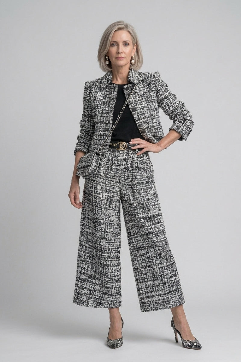 Azahara: Conjunto de tweed de dos piezas