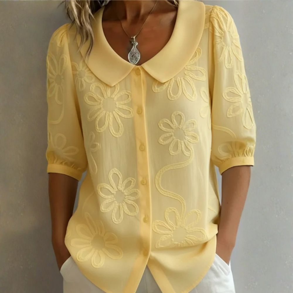 Iria | Blusa calada con cuello redondo