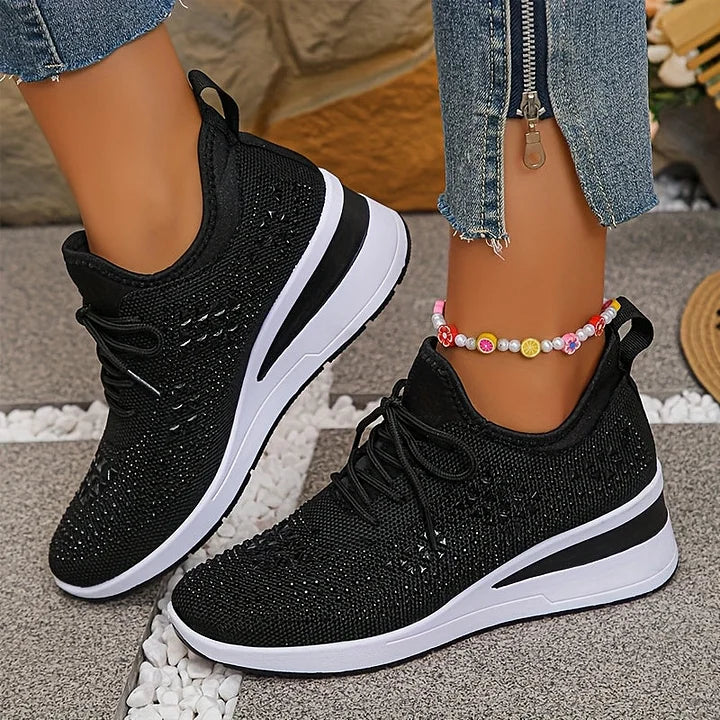 Trinidad | Zapatillas de punto con brillo y cuña