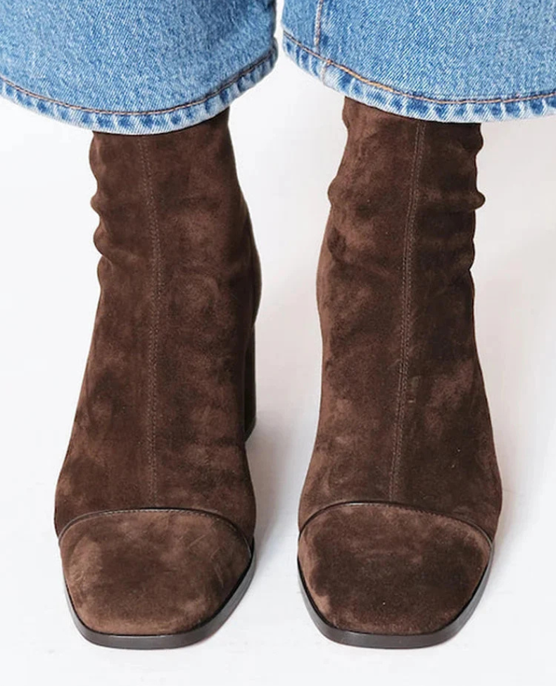 Paula | Botines de ante con punta cuadrada