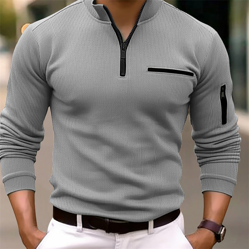 Jorge: Camisa de manga larga con cremallera en gris