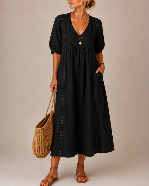 Amalia: Vestido midi fluido en negro