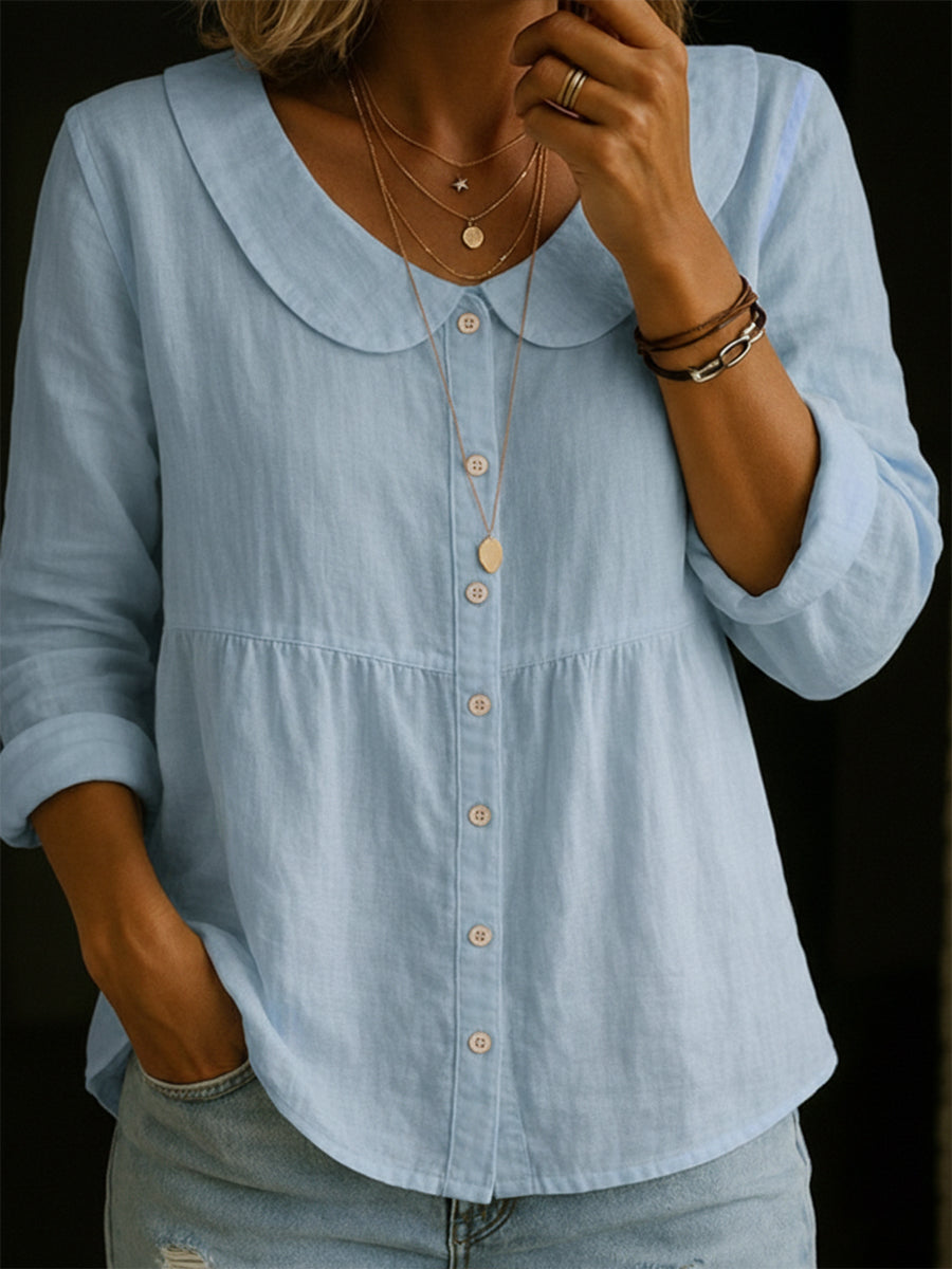 Rosalba | Blusa de lino con cuello bebé