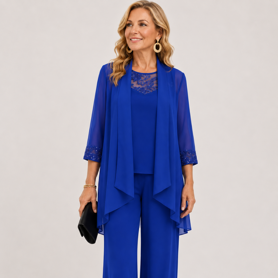 Jimena: Conjunto de chaqueta fluida y pantalón palazzo