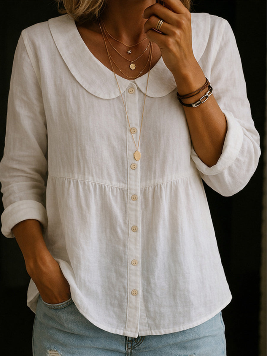 Rosalba | Blusa de lino con cuello bebé