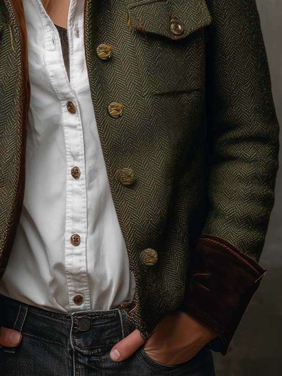 Mafalda | Blazer de pata de gallo con ribetes en contraste