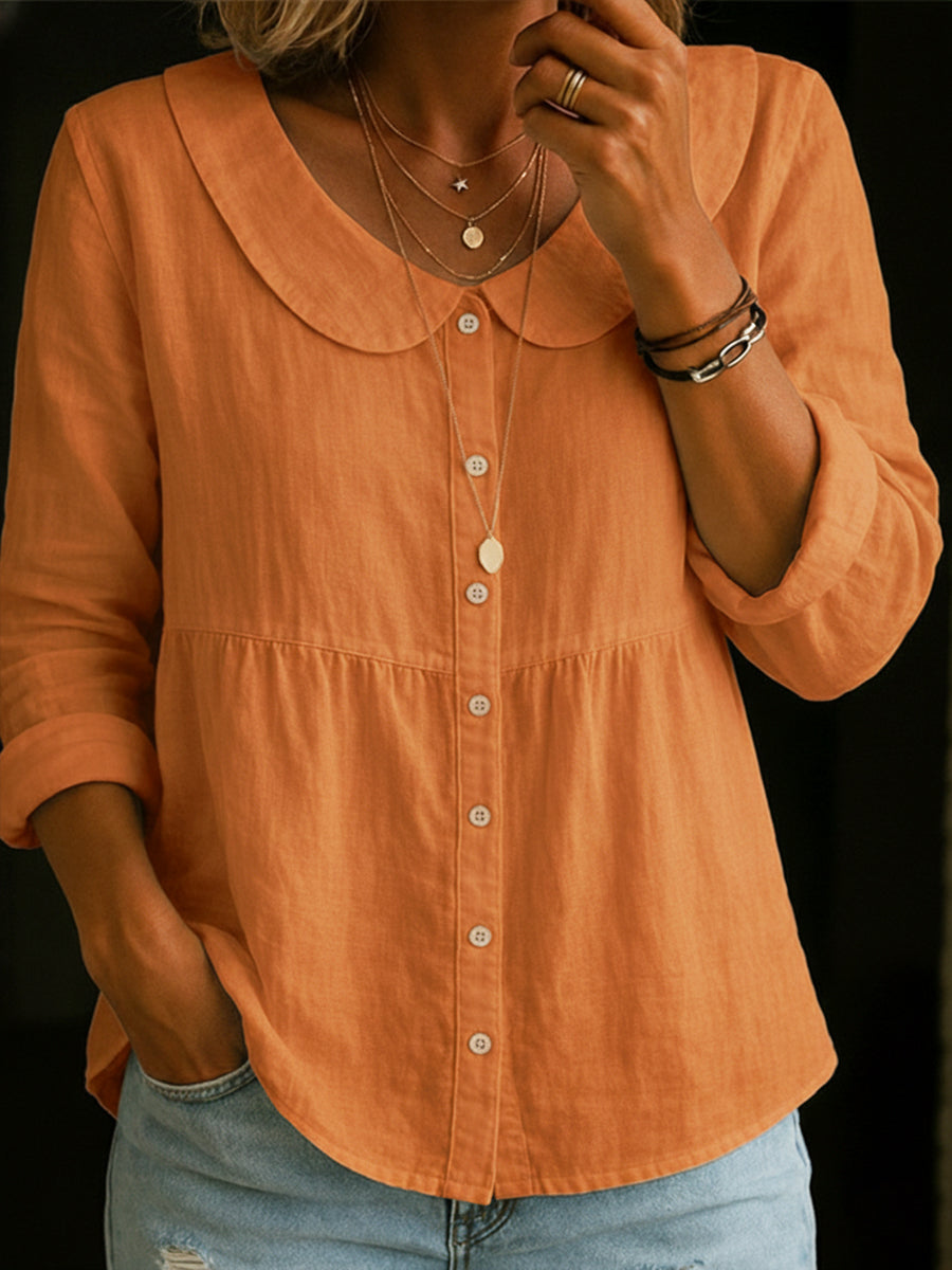 Rosalba | Blusa de lino con cuello bebé