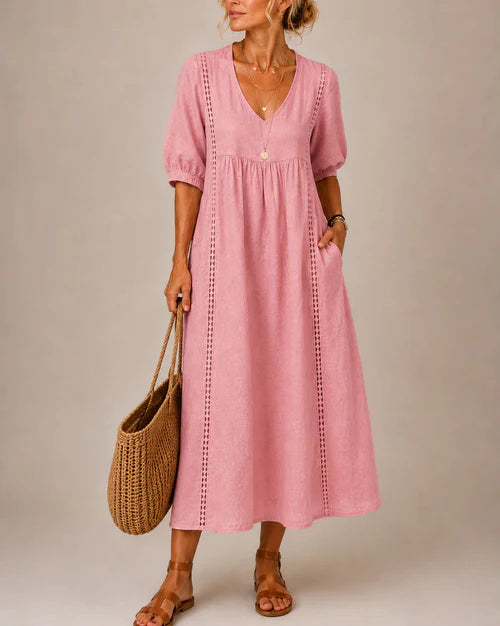 Amalia: Vestido midi fluido en rosa