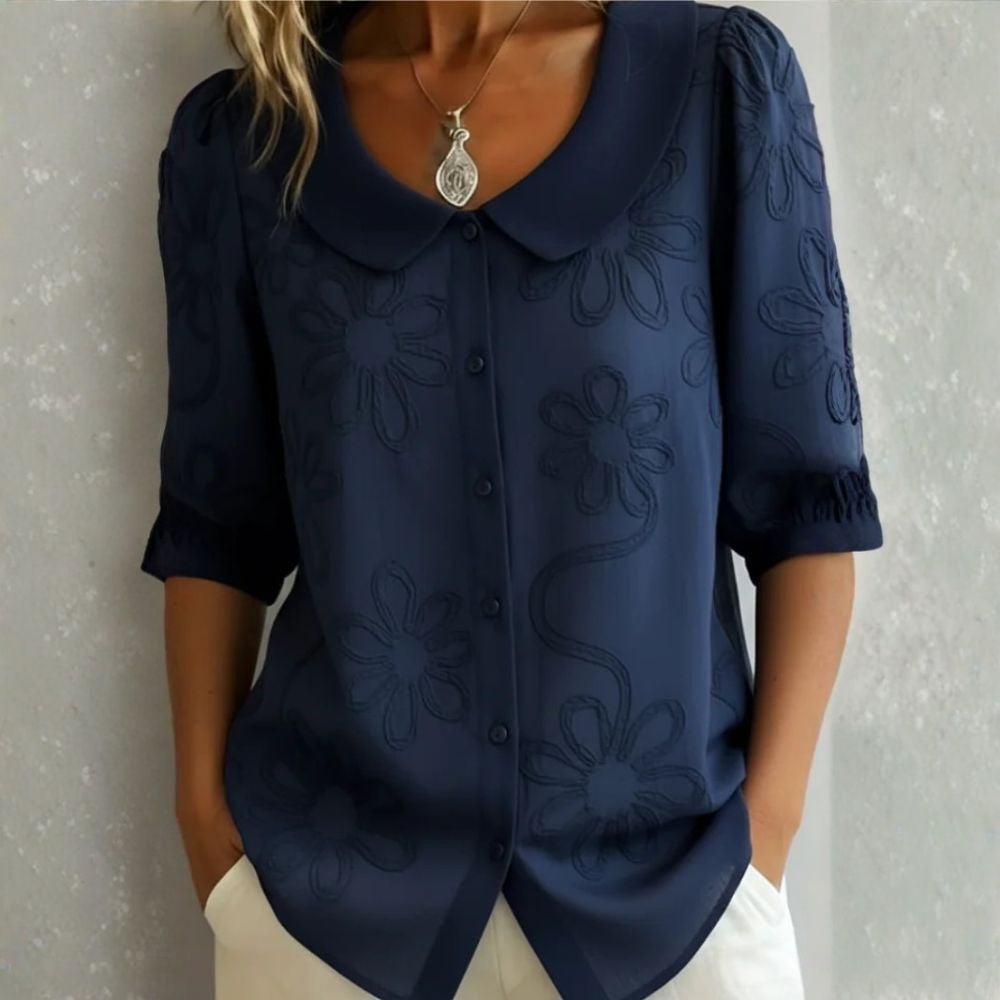 Iria | Blusa calada con cuello redondo