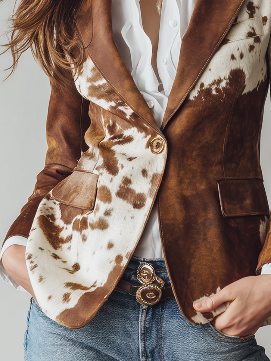 Olvido | Blazer con estampado de vaca