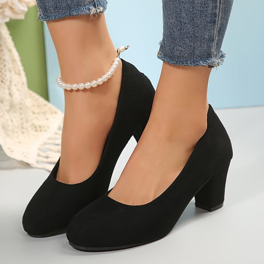 Rosario | Zapatos de salón de ante con tacón ancho