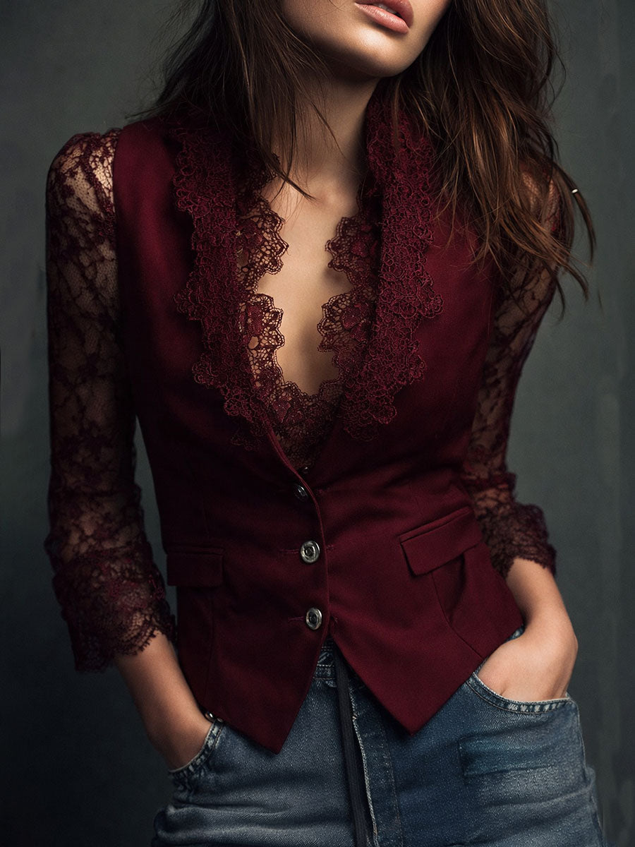 Paz | Blazer con mangas de encaje