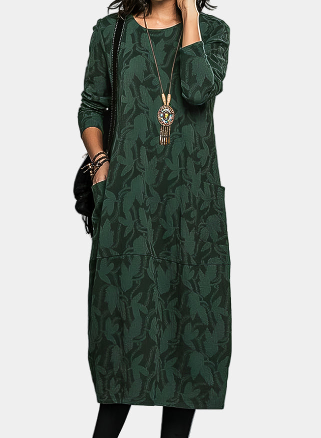 Berta: Vestido elegante de invierno en verde