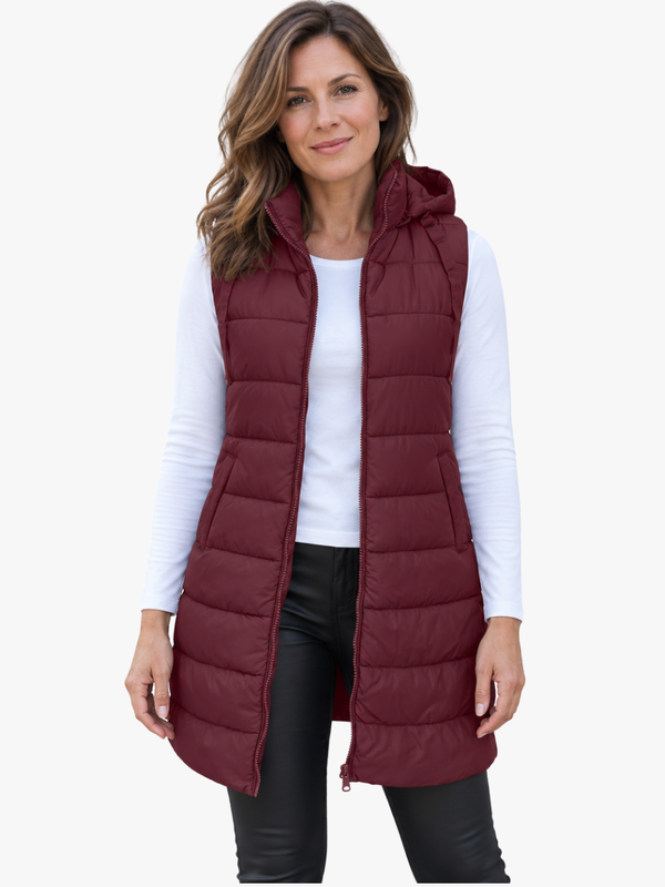 Josune | Chaleco largo acolchado con capucha