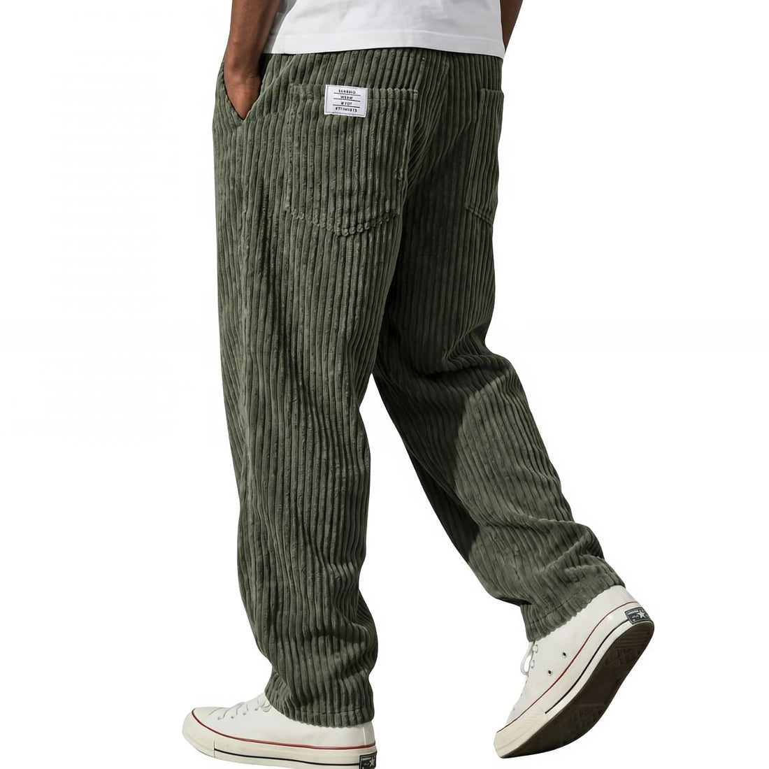 Mateo: Pantalón de pana con cintura elástica en verde