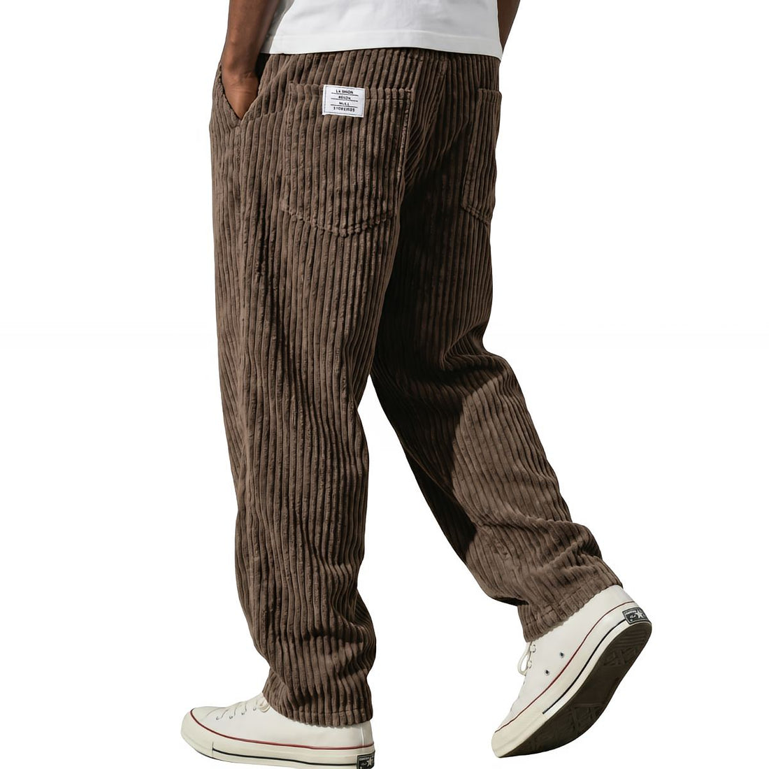 Mateo: Pantalón de pana con cintura elástica en marrón