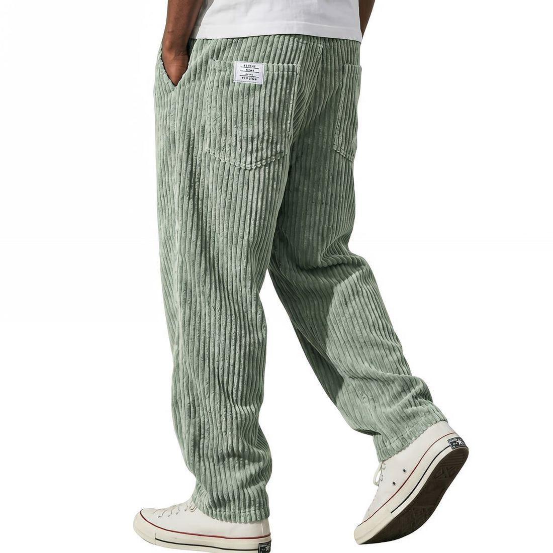 Mateo: Pantalón de pana con cintura elástica en verde claro