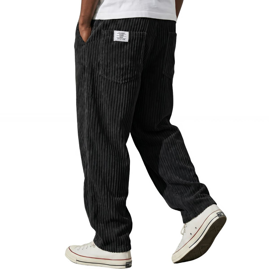 Mateo: Pantalón de pana con cintura elástica en negro