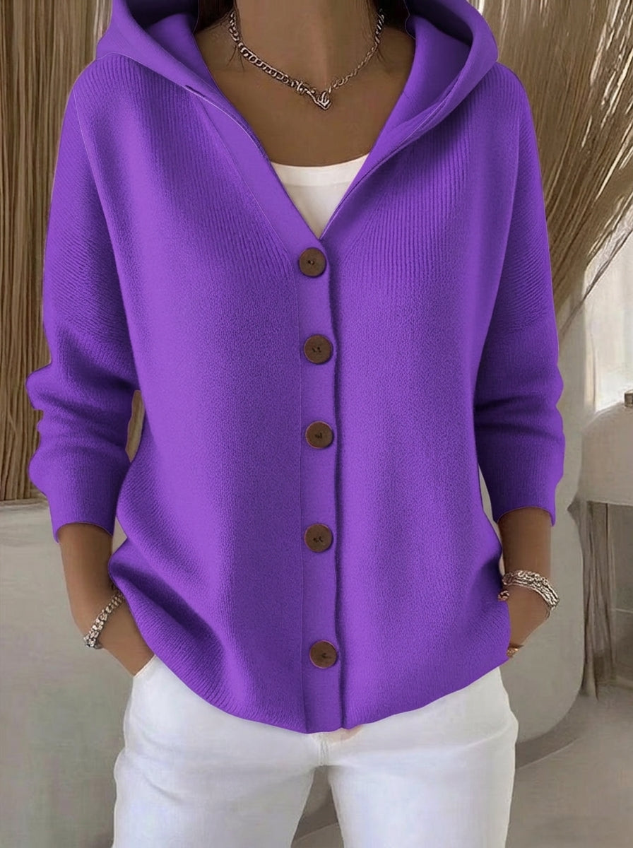 Rocío: Chaqueta de punto con capucha en morado