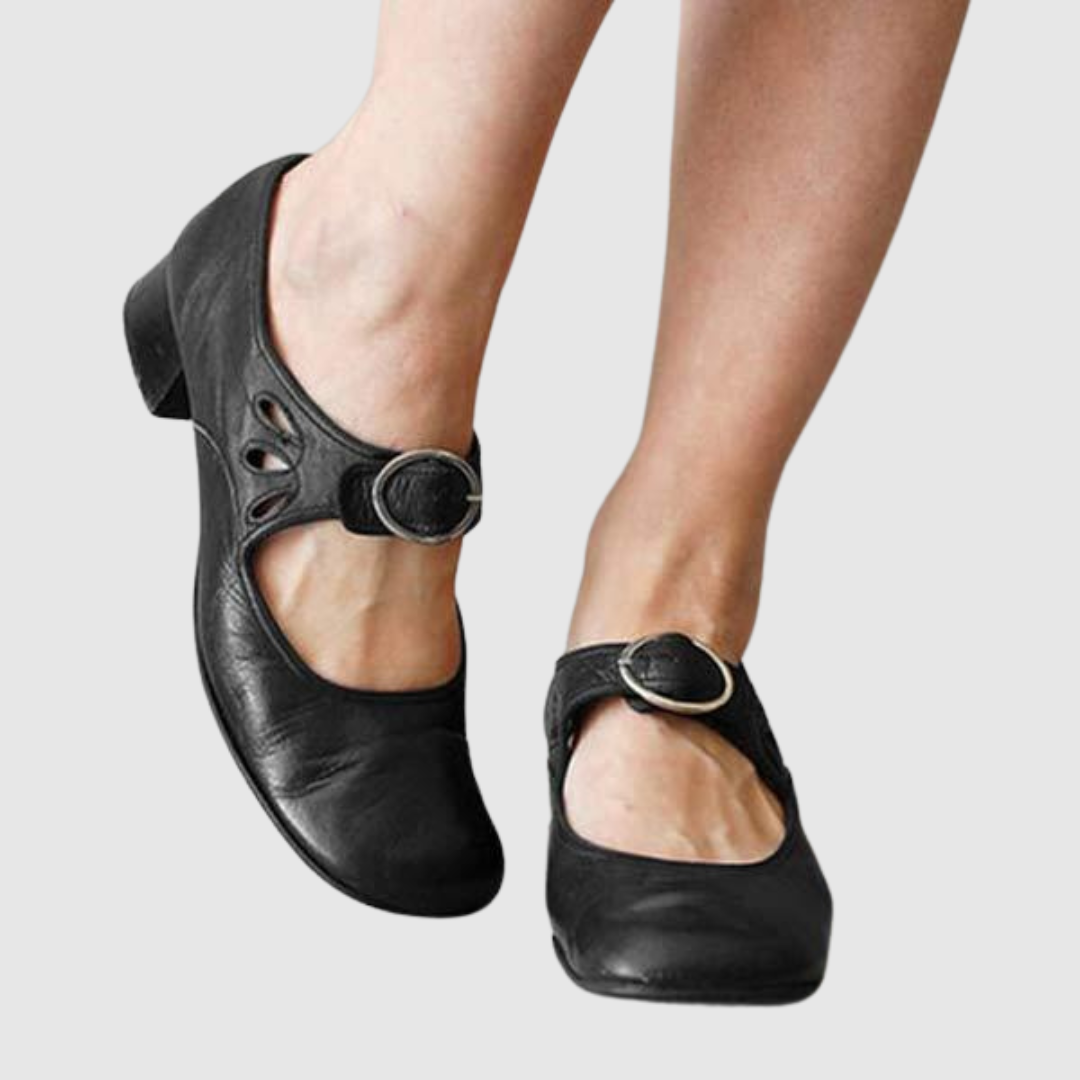 Luciana | Zapatos Mary Jane de piel con tacón bajo