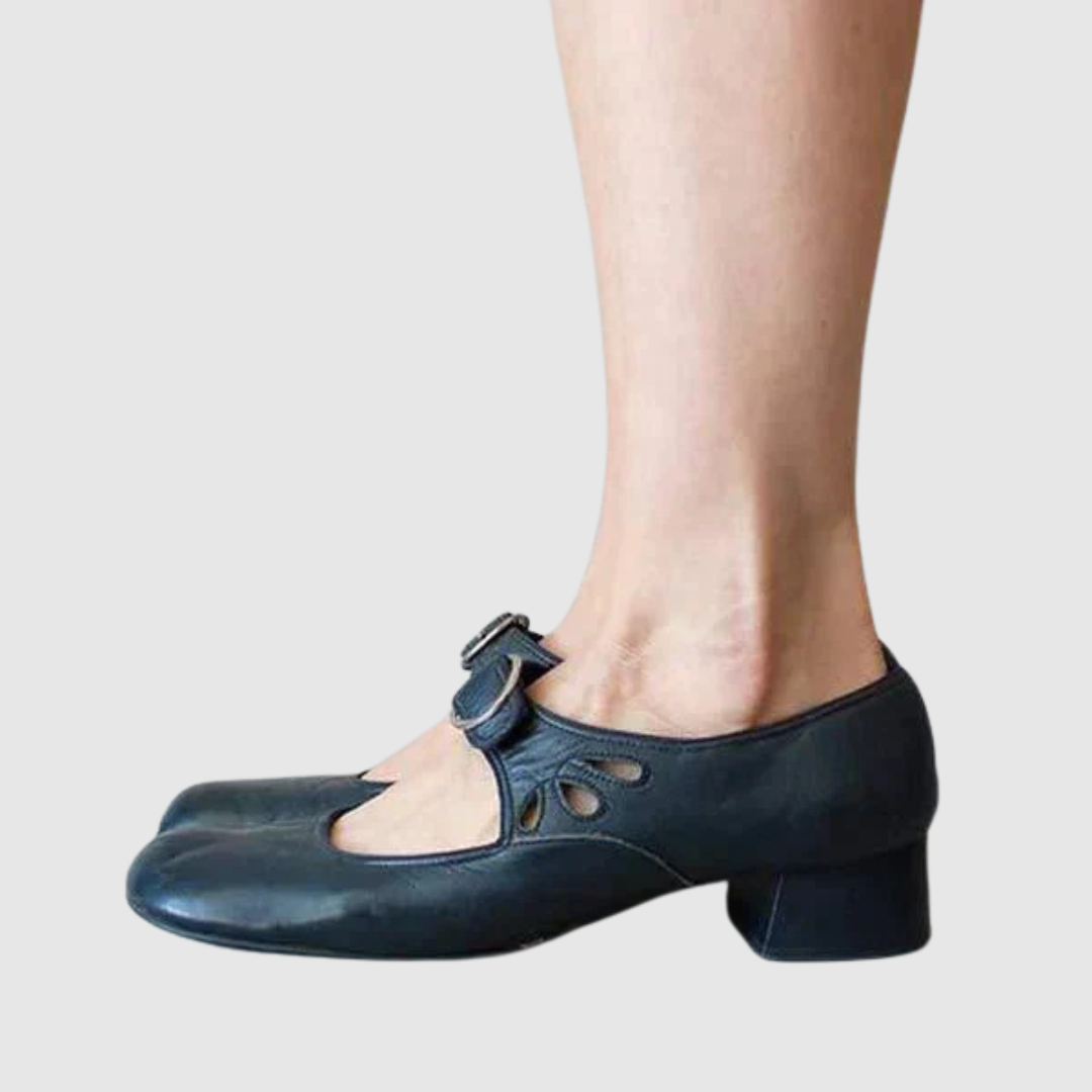 Luciana | Zapatos Mary Jane de piel con tacón bajo