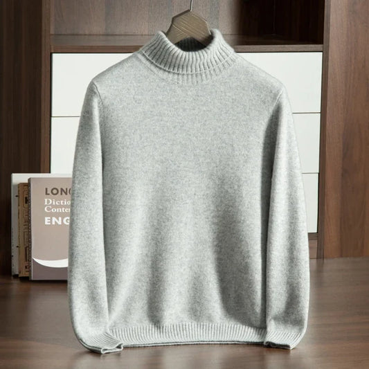 Victoria: Jersey de cuello vuelto de cachemira en gris
