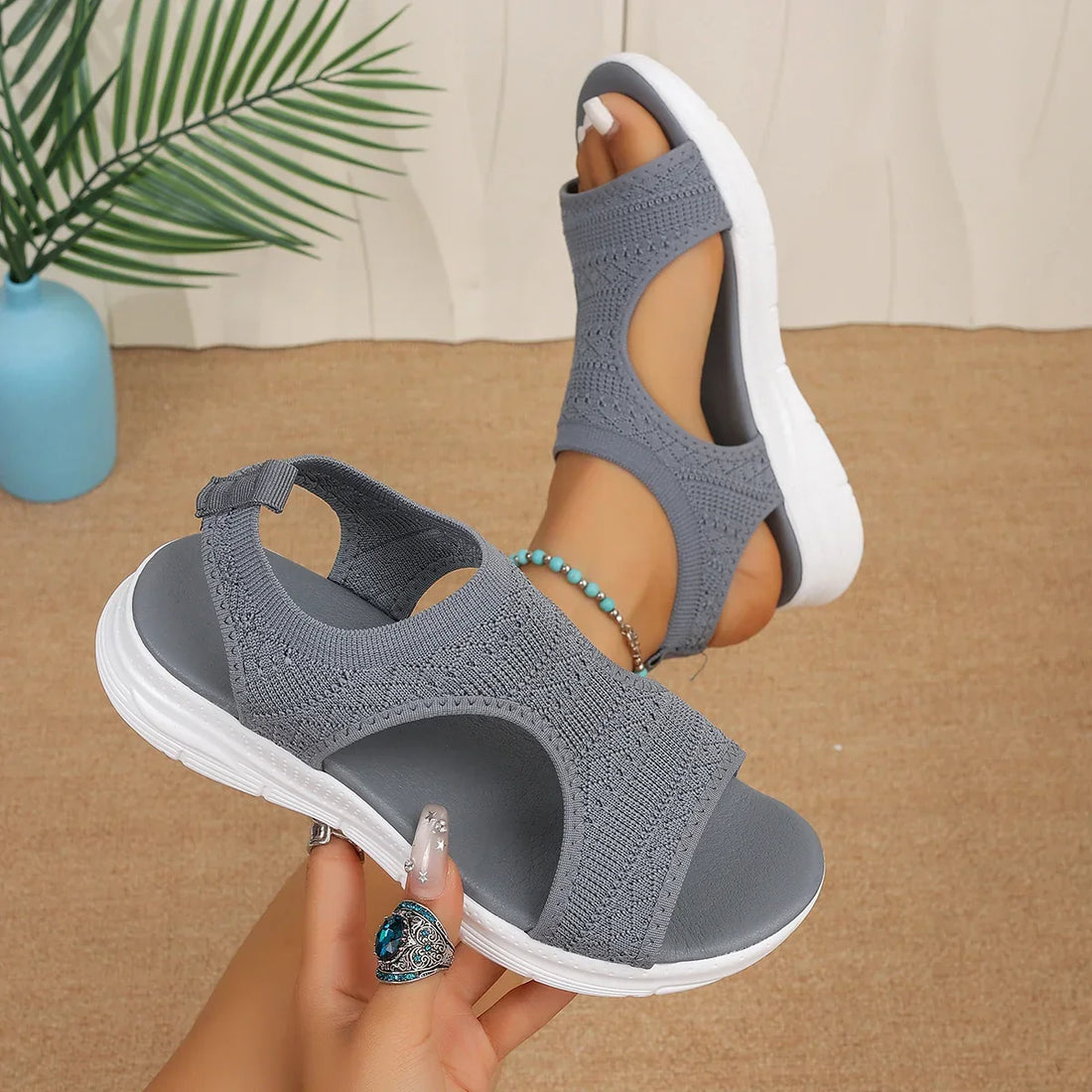 Faustina | Sandalias de punto transpirables con talón