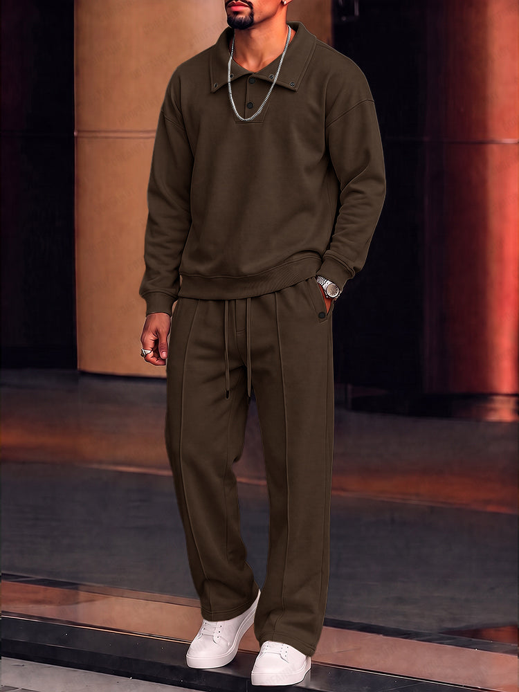Hugo: Conjunto de sudadera polar y pantalón en marrón
