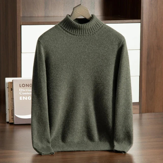 Victoria: Jersey de cuello vuelto de cachemira en verde