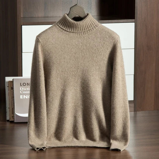 Victoria: Jersey de cuello vuelto de cachemira en camel