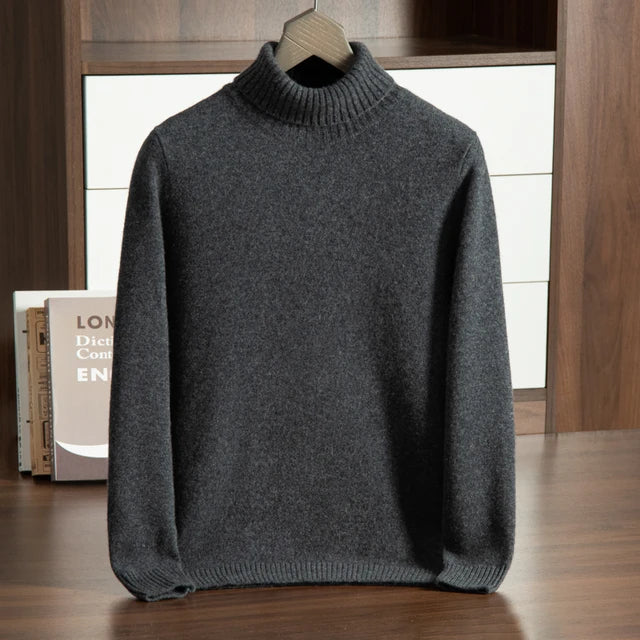 Victoria: Jersey de cuello vuelto de cachemira en gris oscuro