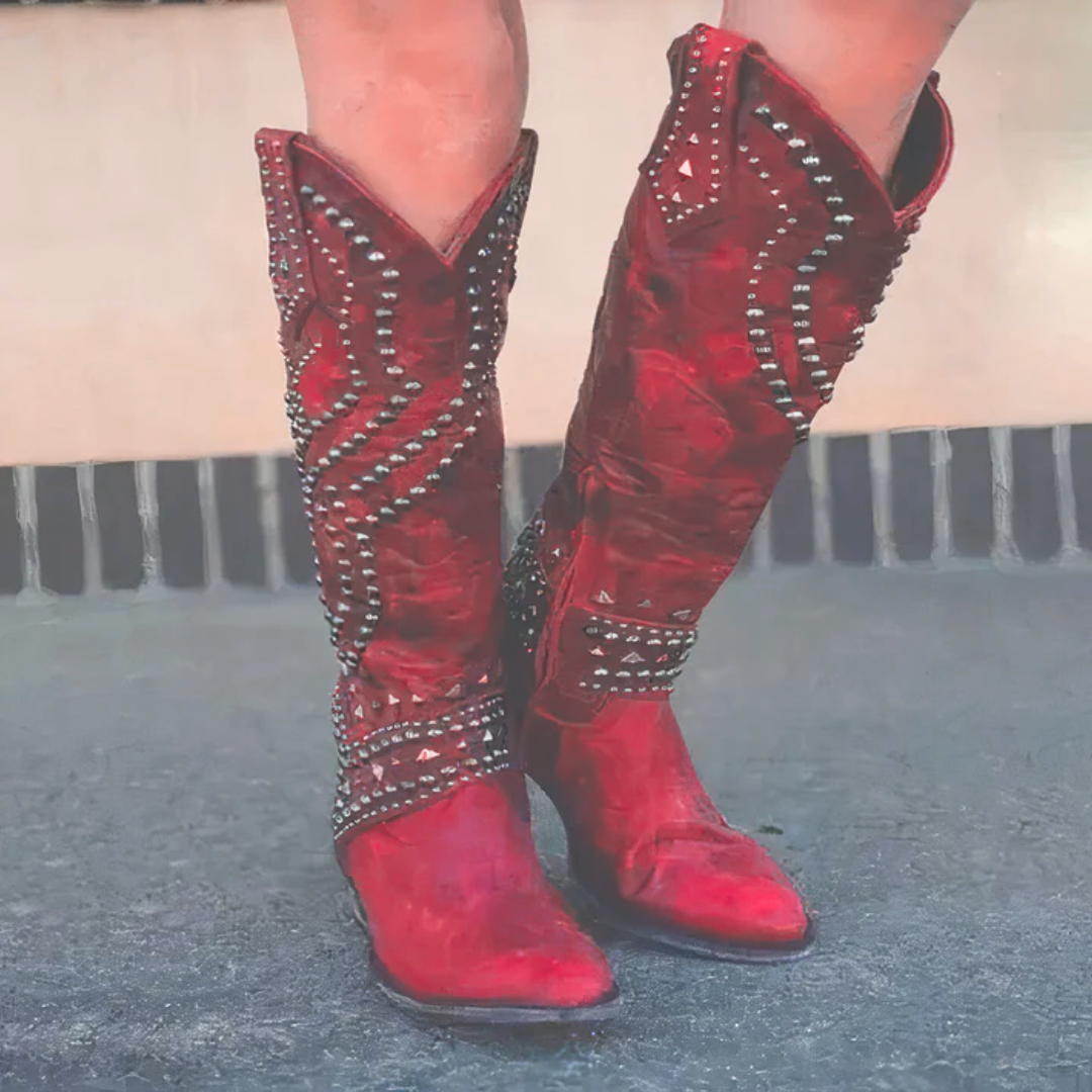 Maricarmen | Botas camperas altas bordadas